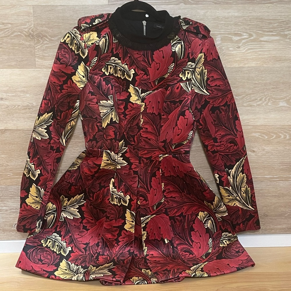 Marc By Marc Jacobs acanthus bonded velvet molded dress ruby red multi size 0